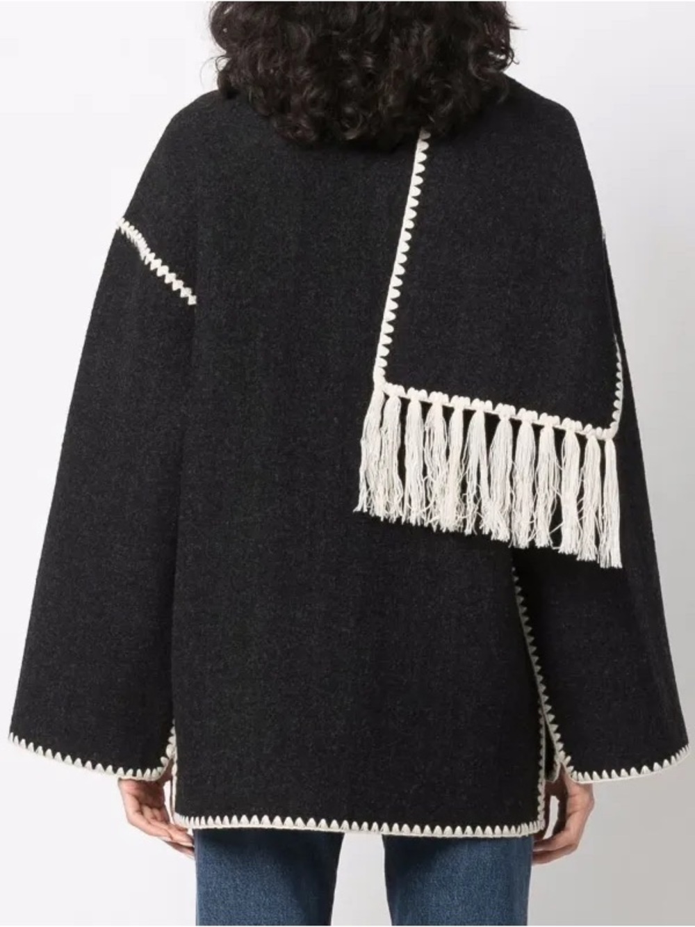 TOTEME Embroidered-Trim Scarf Wool-Blend Jacket - Picture 6 of 8